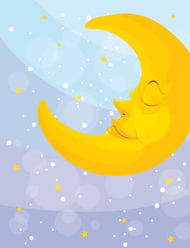 Illustration of a sleeping moon