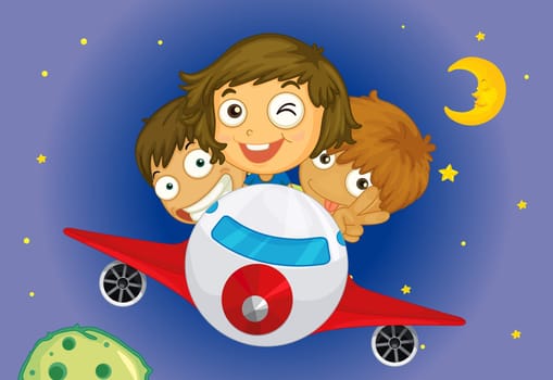 kids flying at night