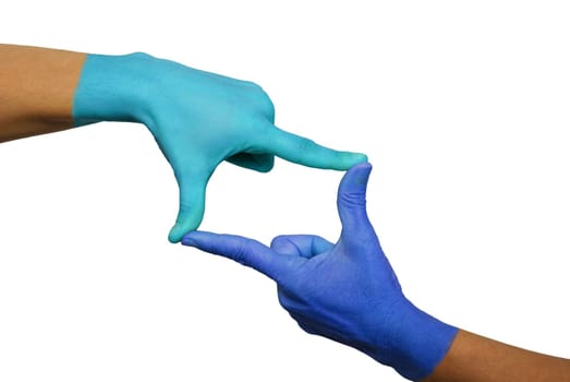 two colored hands form a frame