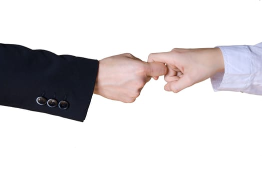two business hands in rivalry