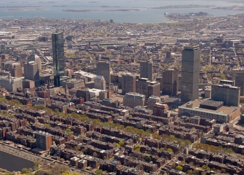 Boston's Back Bay area and downtown from the air