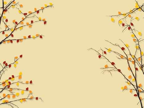 Background illustration with autumn rees and shadow