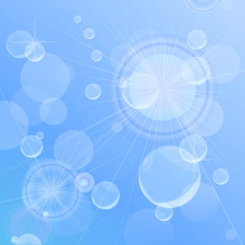 Blue sky sunny background with air bubbles.