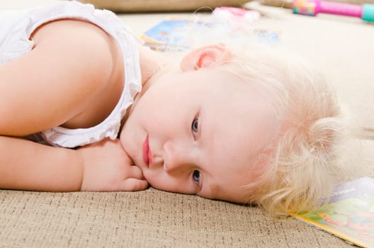 little girl   sad without MOM