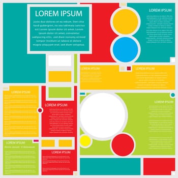 Conceptual  Mondrian style web page design in shapes and colors.