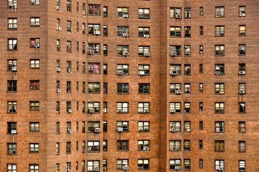 Residential building wall with the windows, New York, USA