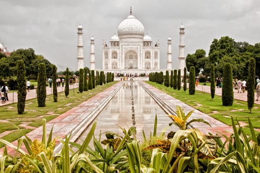 Taj Mahal temple with garden foreground, Agra, India
