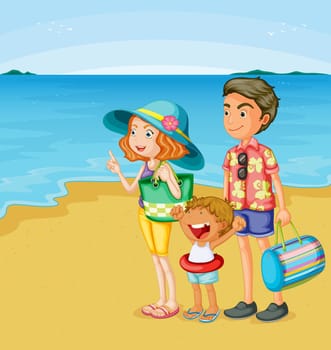 Illustration of a family at the beach
