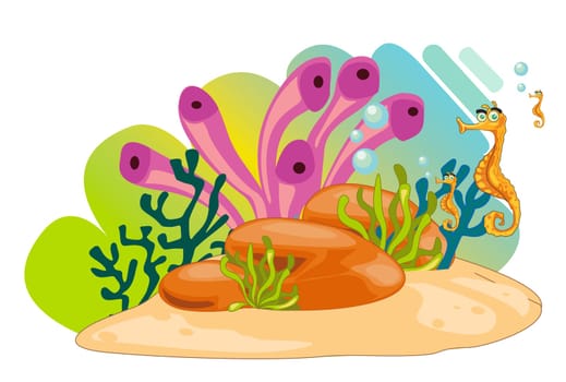 illustration of a sea animals on a white background