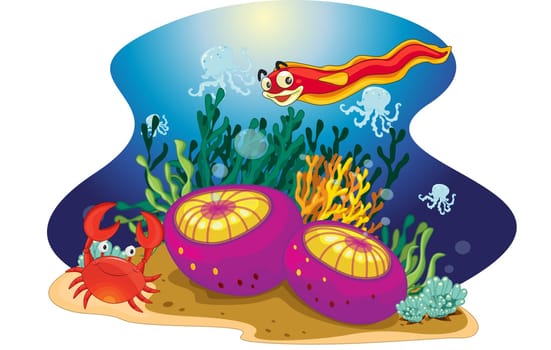 illustration of a sea animals on a white background