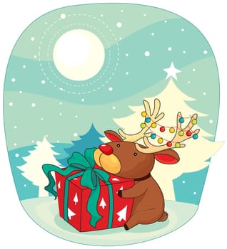 illustration of a raindeer on a white background