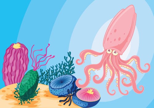 illustration of a sea animals on a white background