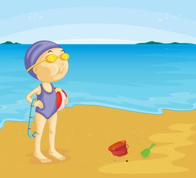 Illustration of lady on the beach
