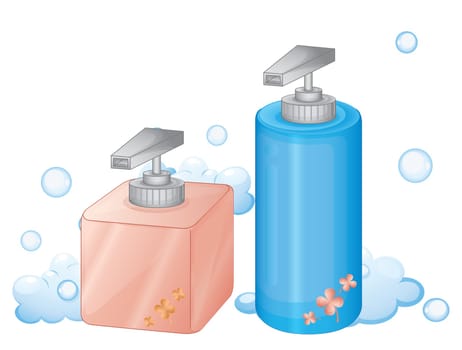 illustration of dispenser bottles on a white background