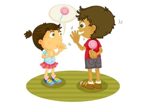 Illustration of some children sharing food