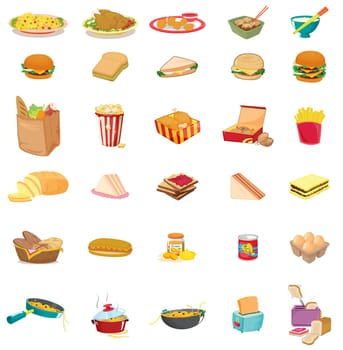 mixed food illustration on white