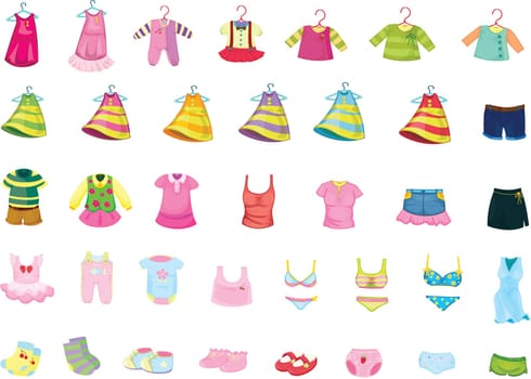 Illustration of clothes on white background
