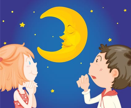 Couple looking at night sky