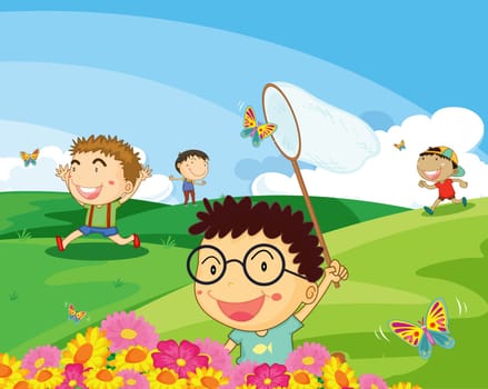 illustration of a kids on a white background