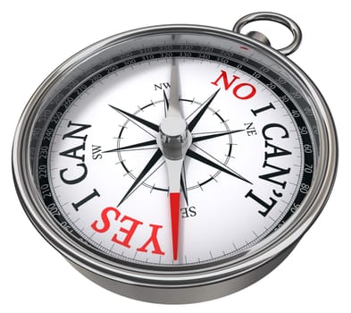 yes versus no ability concept compass isolated on white background