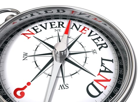 neverland compass conceptual image  isolated on white background