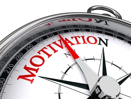 motivation red word indicated by compass conceptual image on white background