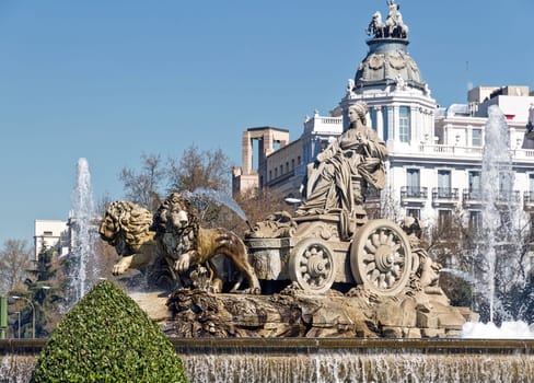 Cibeles Fountain in Madrid, Spain. One of the best known symbols of the city of Madrid
