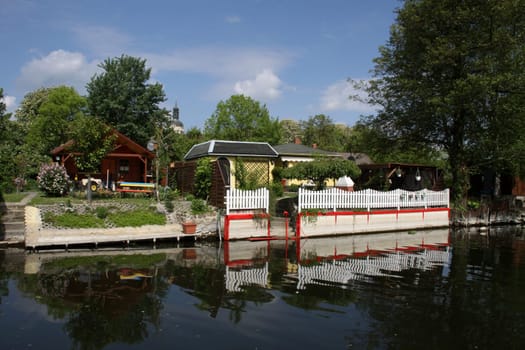 Allotment gardens on the banks of the Havel in Brandenburg a.d. Havel