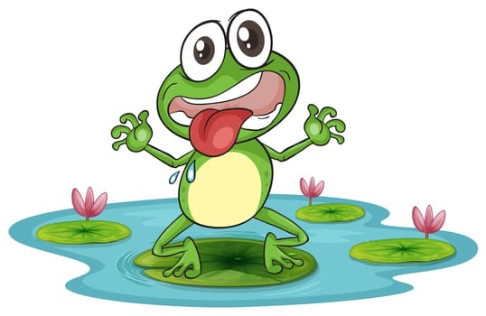 illustration of a frog and a water on a white background