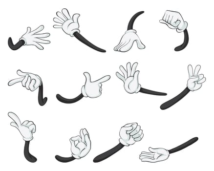 illustration of various hands on a white background