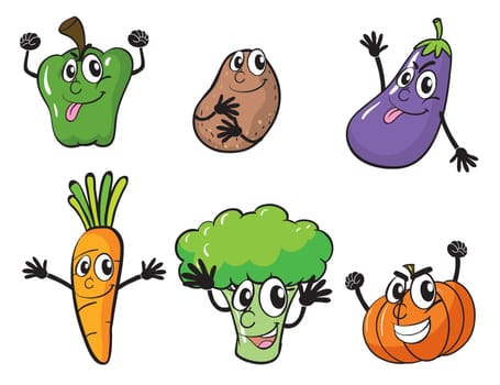 illustration of various vegetables on a white background