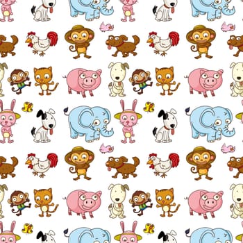 illustration of various animals on a white background