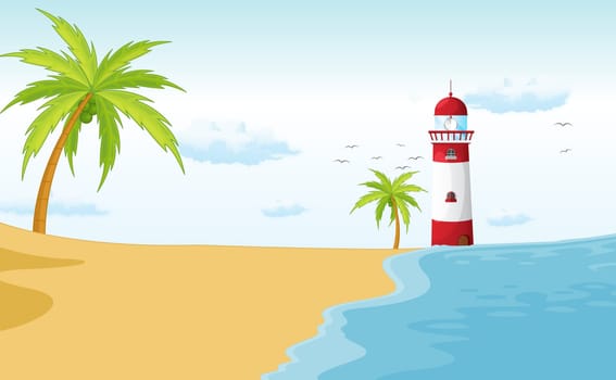 illustration of a light house in a beautiful nature