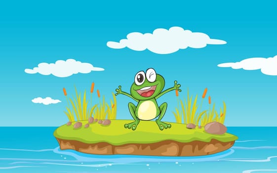 illustration of a frog and a water in a beautiful nature