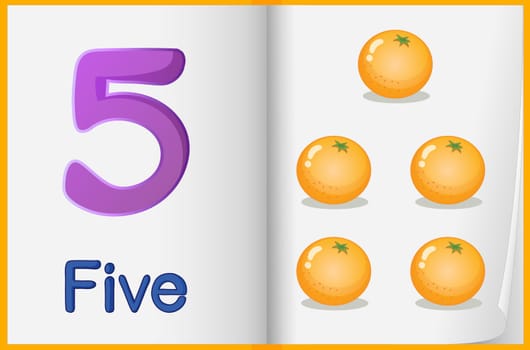 Counting number illustration sheet in book