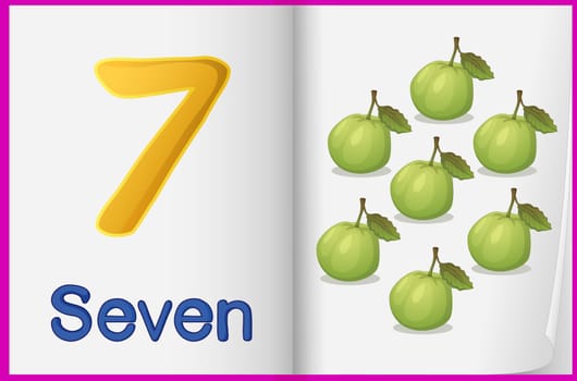 Counting number illustration sheet in book