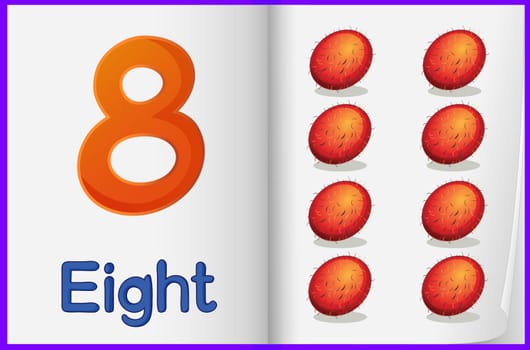 Counting number illustration sheet in book