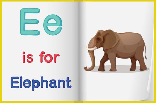 Illustrated voabulary learning sheet in a book