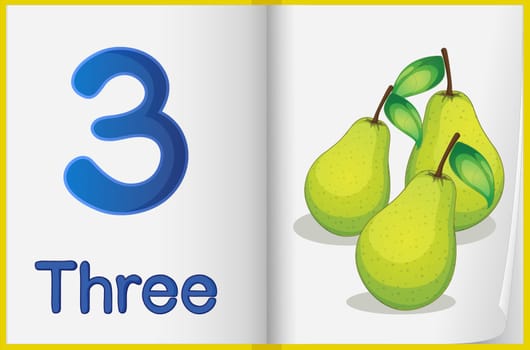 Counting number illustration sheet in book
