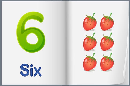 Counting number illustration sheet in book