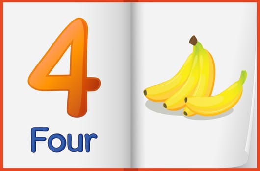 Counting number illustration sheet in book