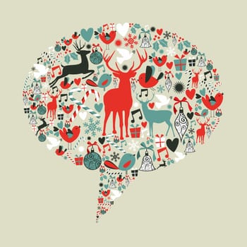 Christmas icons set in social media networks speech bubble. Vector illustration layered for easy manipulation and custom coloring.