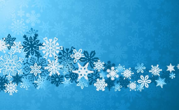 Blue Christmas snowflakes background. Vector illustration layered for easy manipulation and custom coloring.