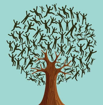 Isolated Diversity tree people illustration. Vector file layered for easy manipulation and custom coloring.