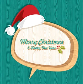 Retro Christmas sale set with santa hat and social speech bubble. Vector illustration layered for easy manipulation and custom coloring.