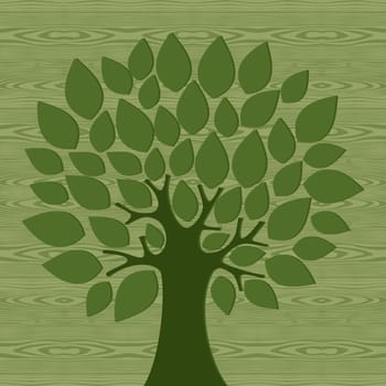 Eco friendly tree over wooden pattern background. Vector file layered for easy manipulation and custom coloring.