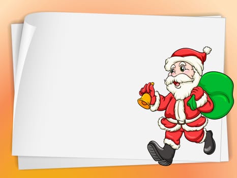illustration of paper sheets and a santa on a pink background