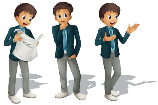 illustration of three boys on a white background