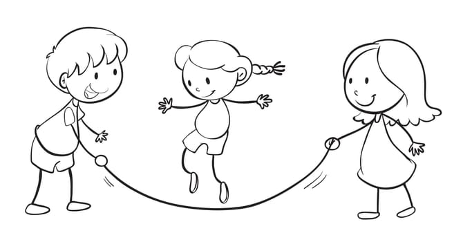 detailed illustration of kids playing on a white background