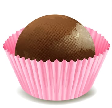 illustration of Chocolate Pink Cupcake  on white